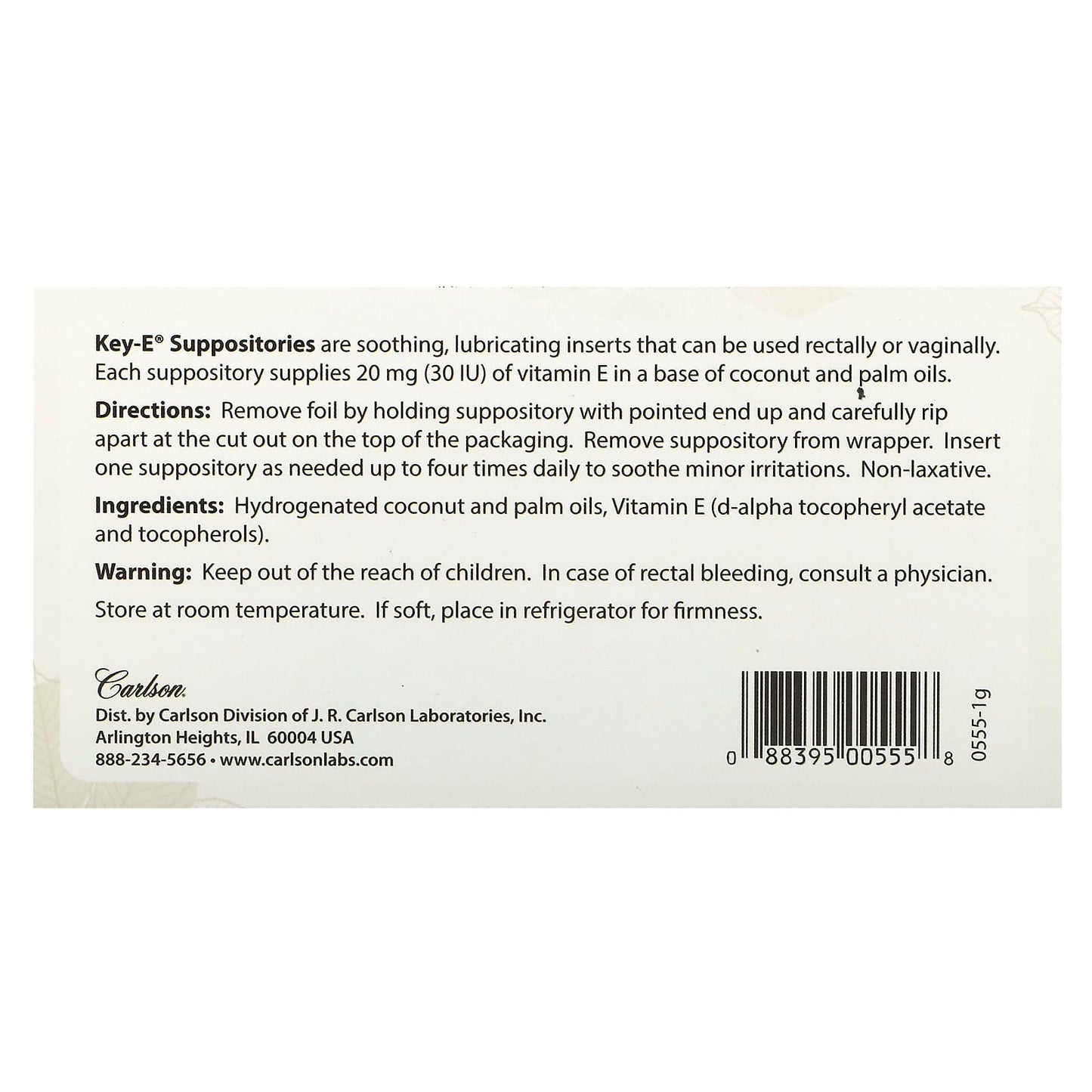 Natural Vitamin E Soothing Suppositories by Carlson for Minor Irritations - Image 2