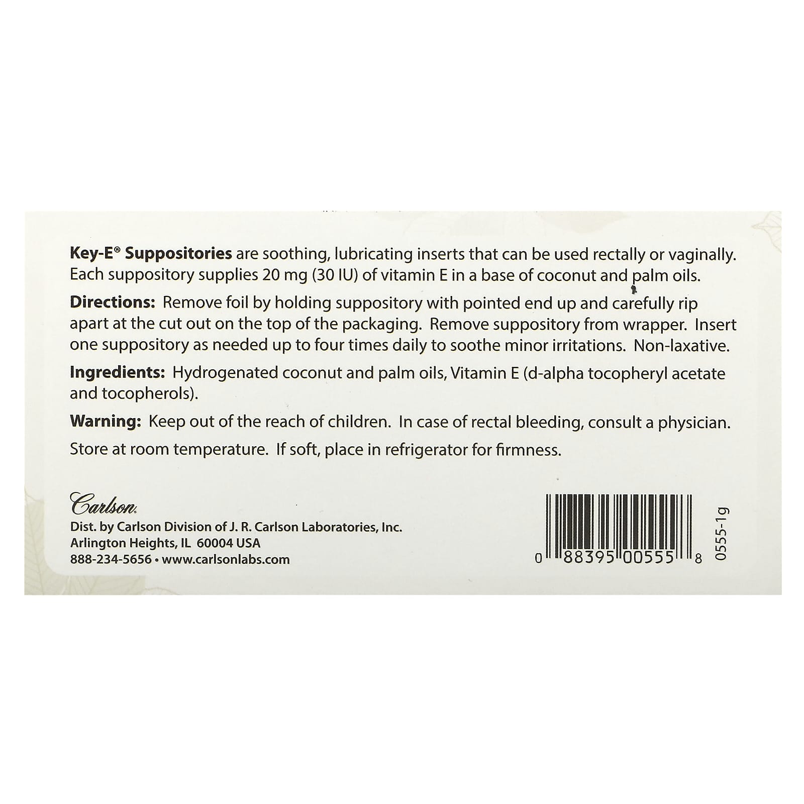 Natural Vitamin E Soothing Suppositories by Carlson for Minor Irritations - Image 2