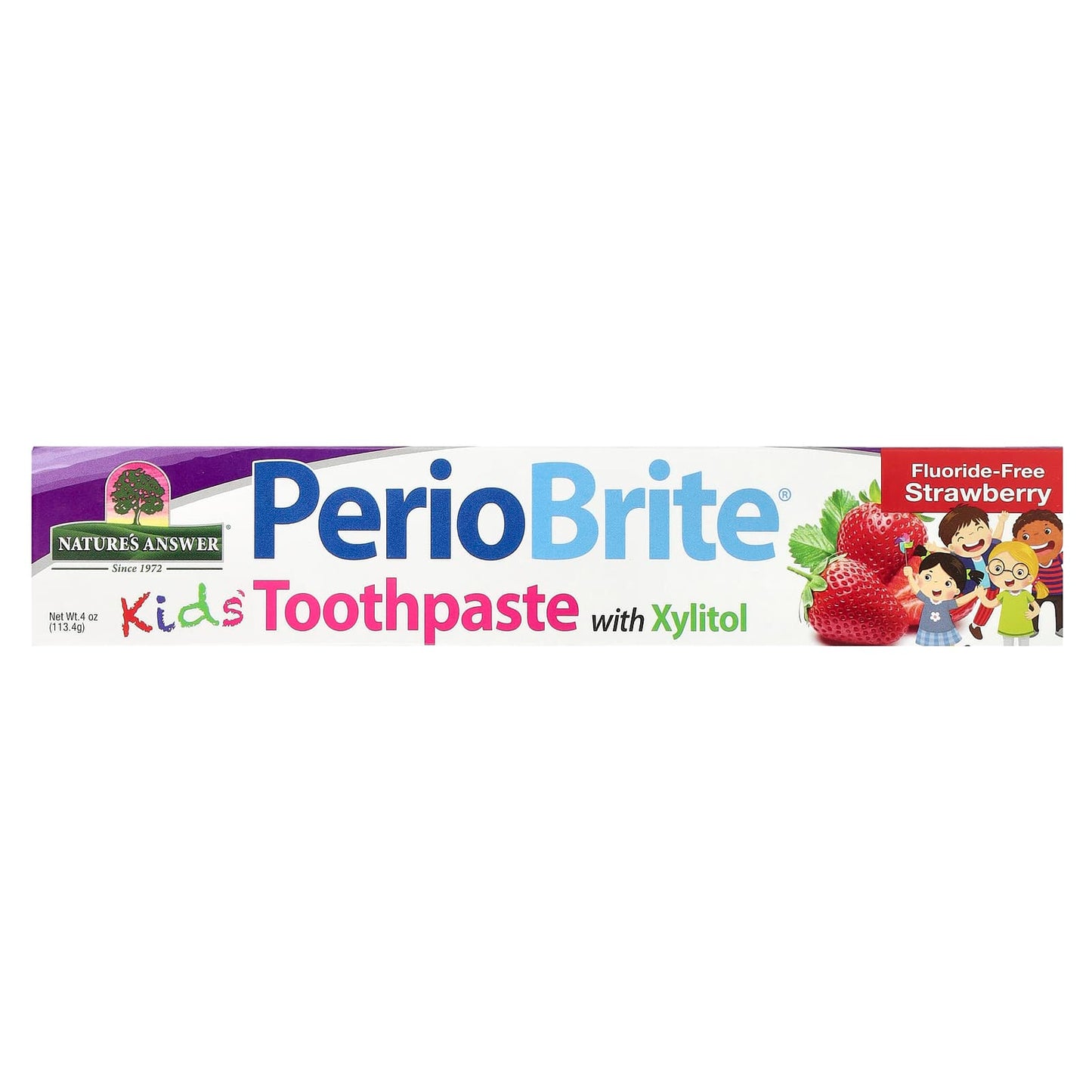 Nature's Answer, PerioBright®, Kids' Fluoride-Free Toothpaste with Xylitol, Strawberry, 4 oz (113.4 g) - Image 2