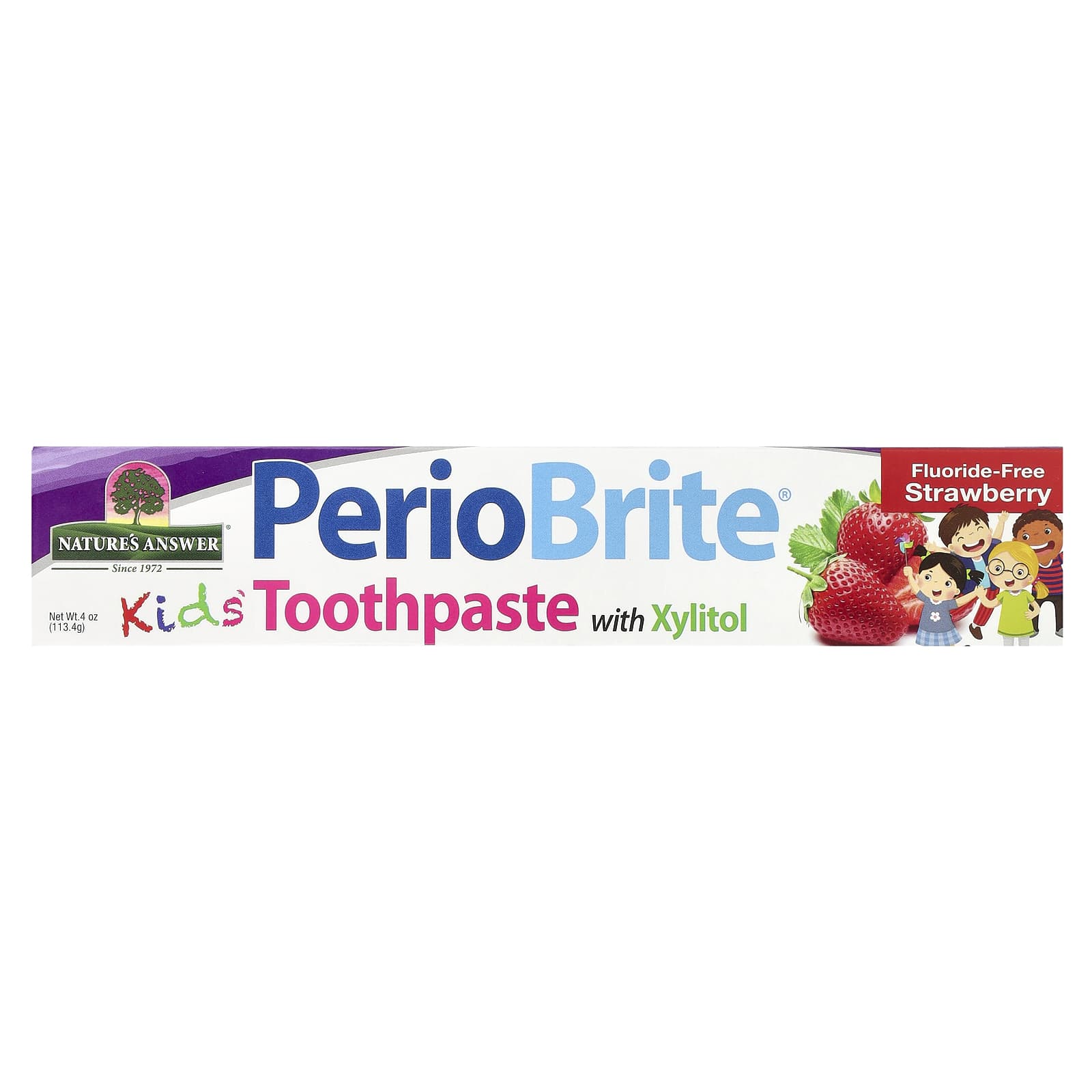 Nature's Answer, PerioBright®, Kids' Fluoride-Free Toothpaste with Xylitol, Strawberry, 4 oz (113.4 g) - Image 2