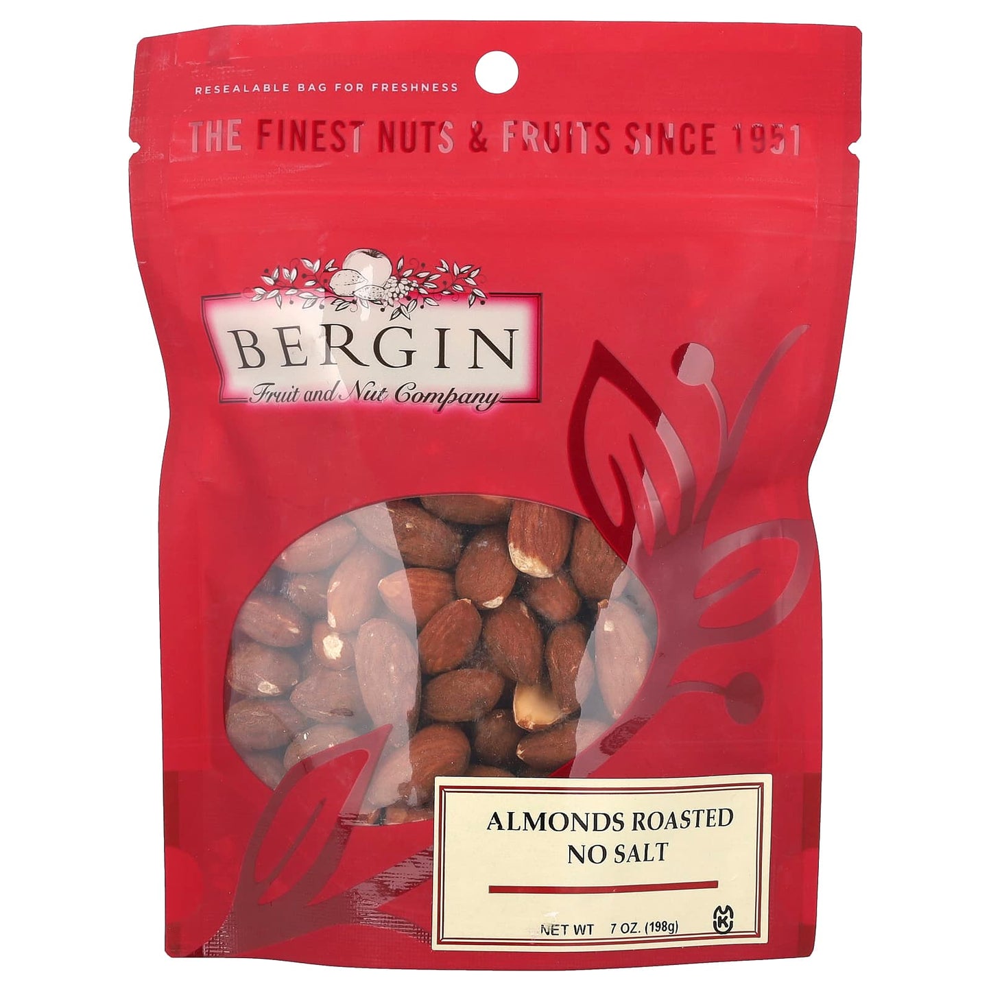 Bergin Roasted Almonds - No Salt, High-Quality Snack - Image 1