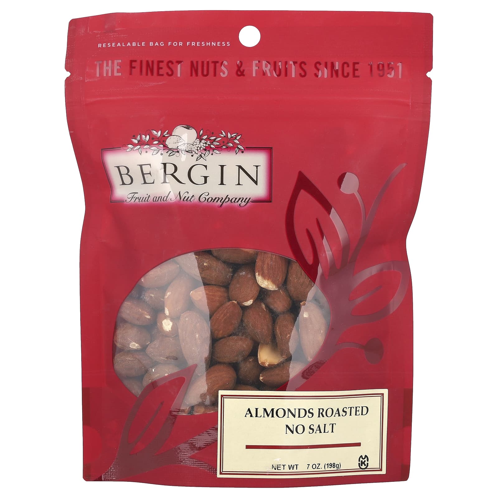 Bergin Roasted Almonds - No Salt, High-Quality Snack - Image 1