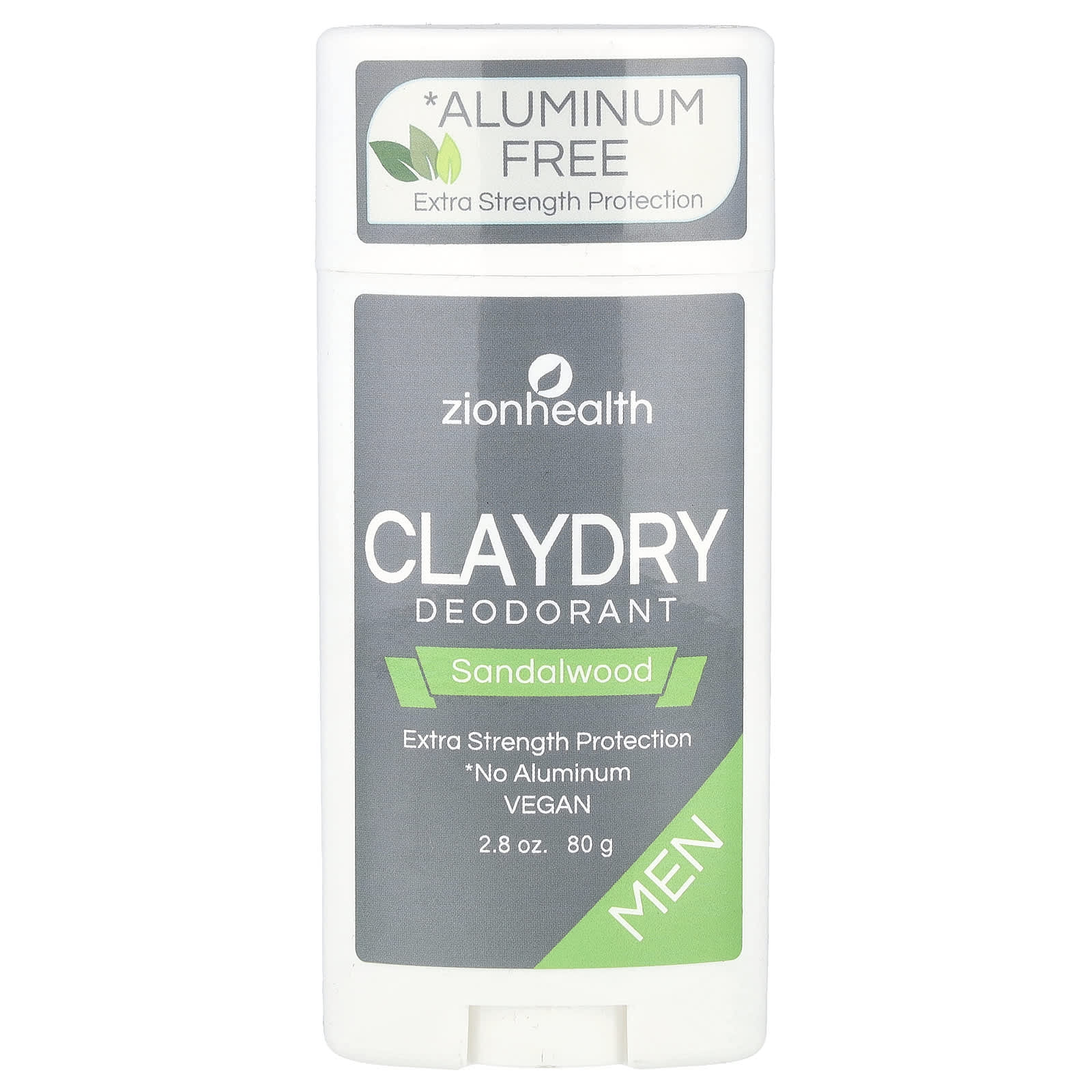 Zion Health, Men, ClayDry Deodorant, Sandalwood, 2.8 oz (80 g) - Image 1