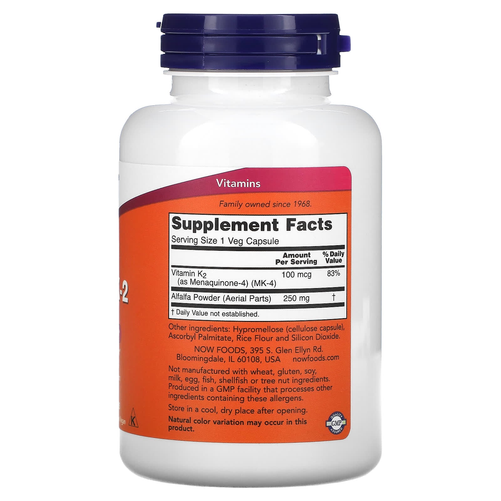 NOW Foods, Vitamin K-2, 100 mcg, 250 Veg Capsules - Image 2