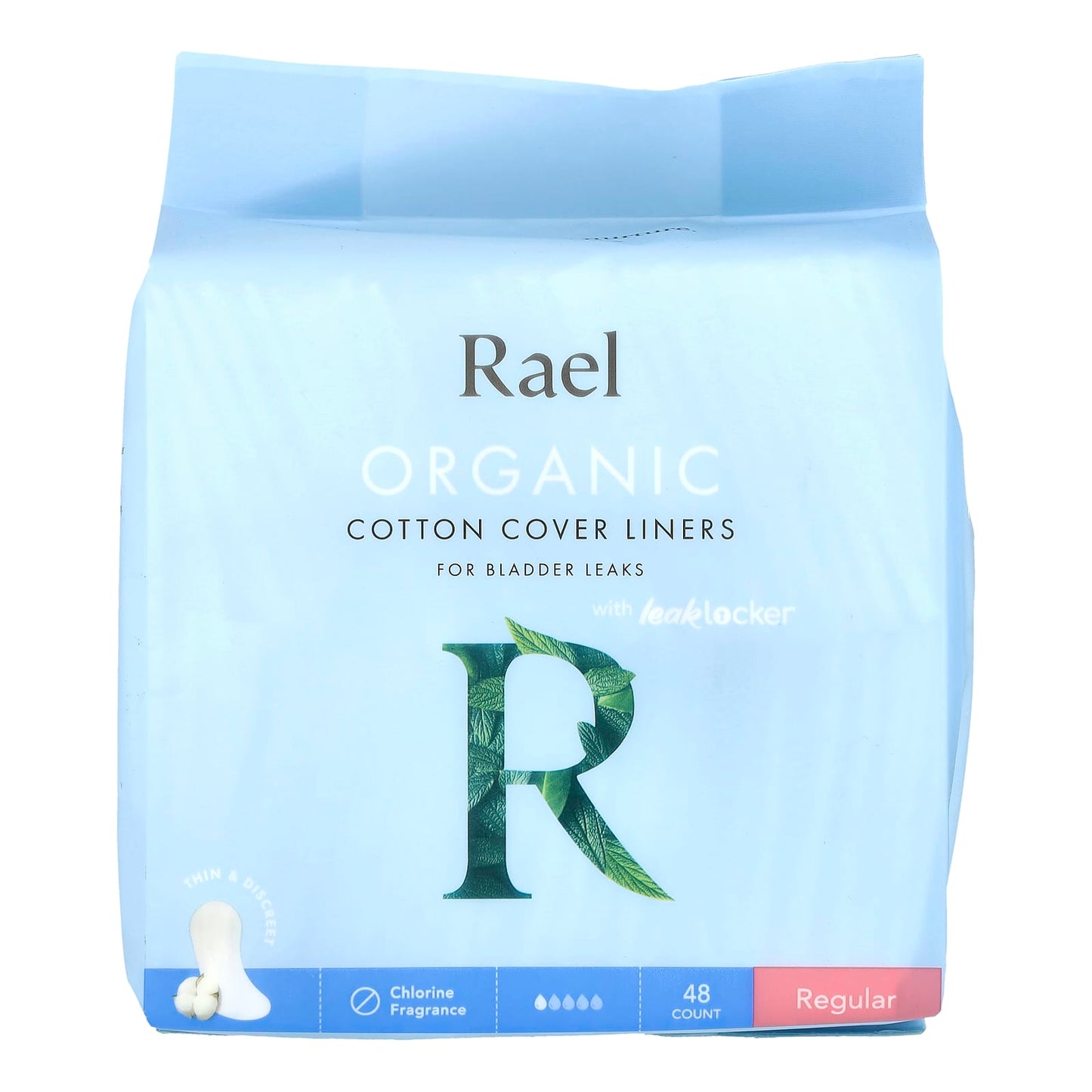 Rael, Organic Cotton Cover Liners, For Bladder Leaks, Regular, 48 Count - Image 1