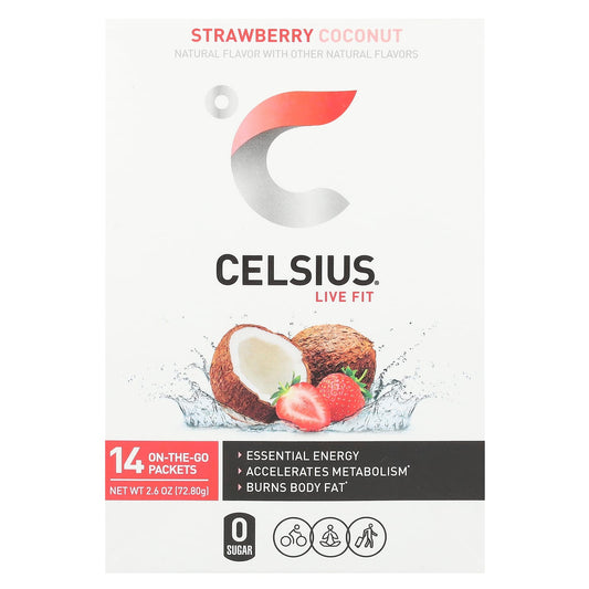 CELSIUS Live Fit Strawberry Coconut Energy Drink, 14 Packets - Image 1