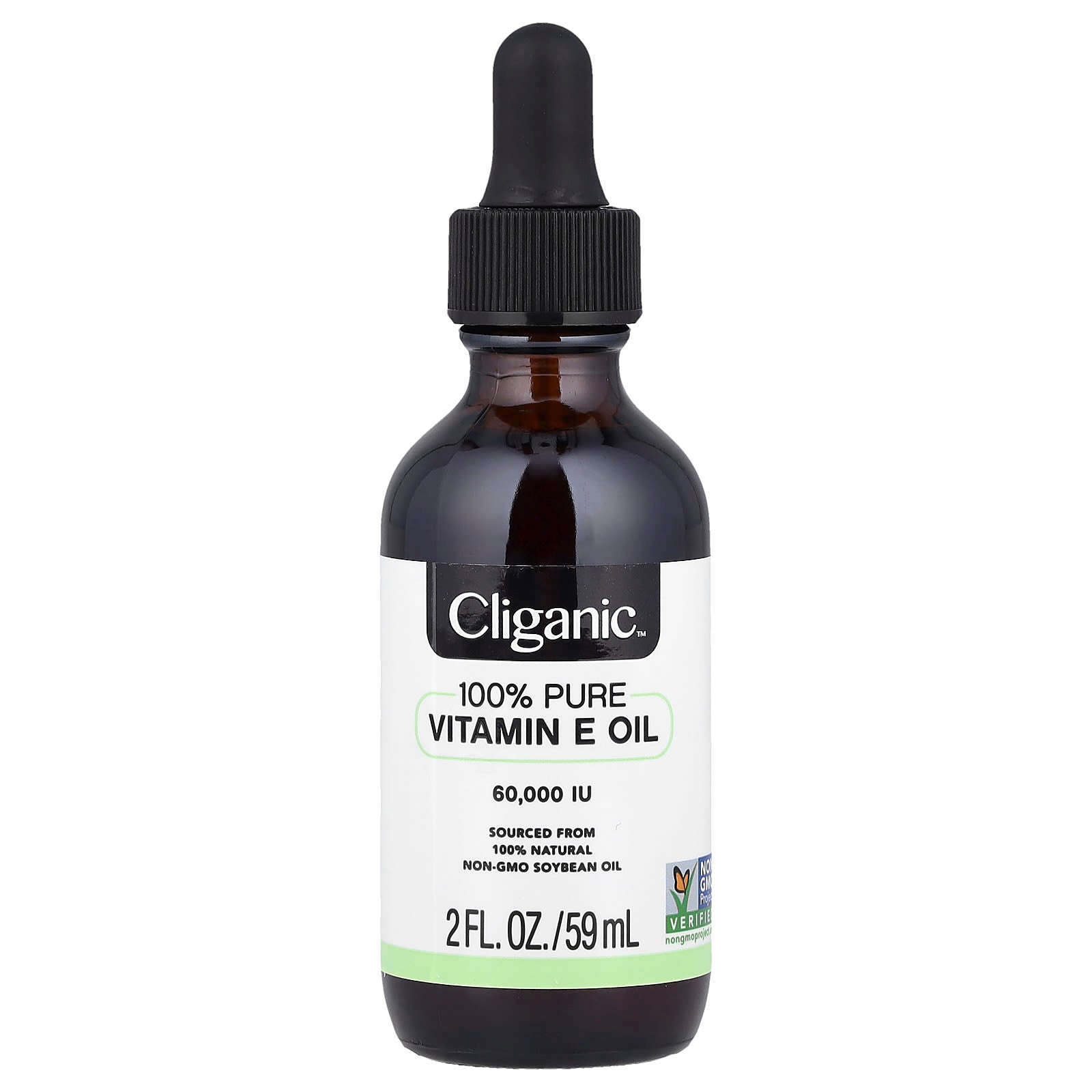 Pure Vitamin E Oil by Cliganic - Natural Skin Moisturizer (60,000 IU, 2 fl oz) - Image 1