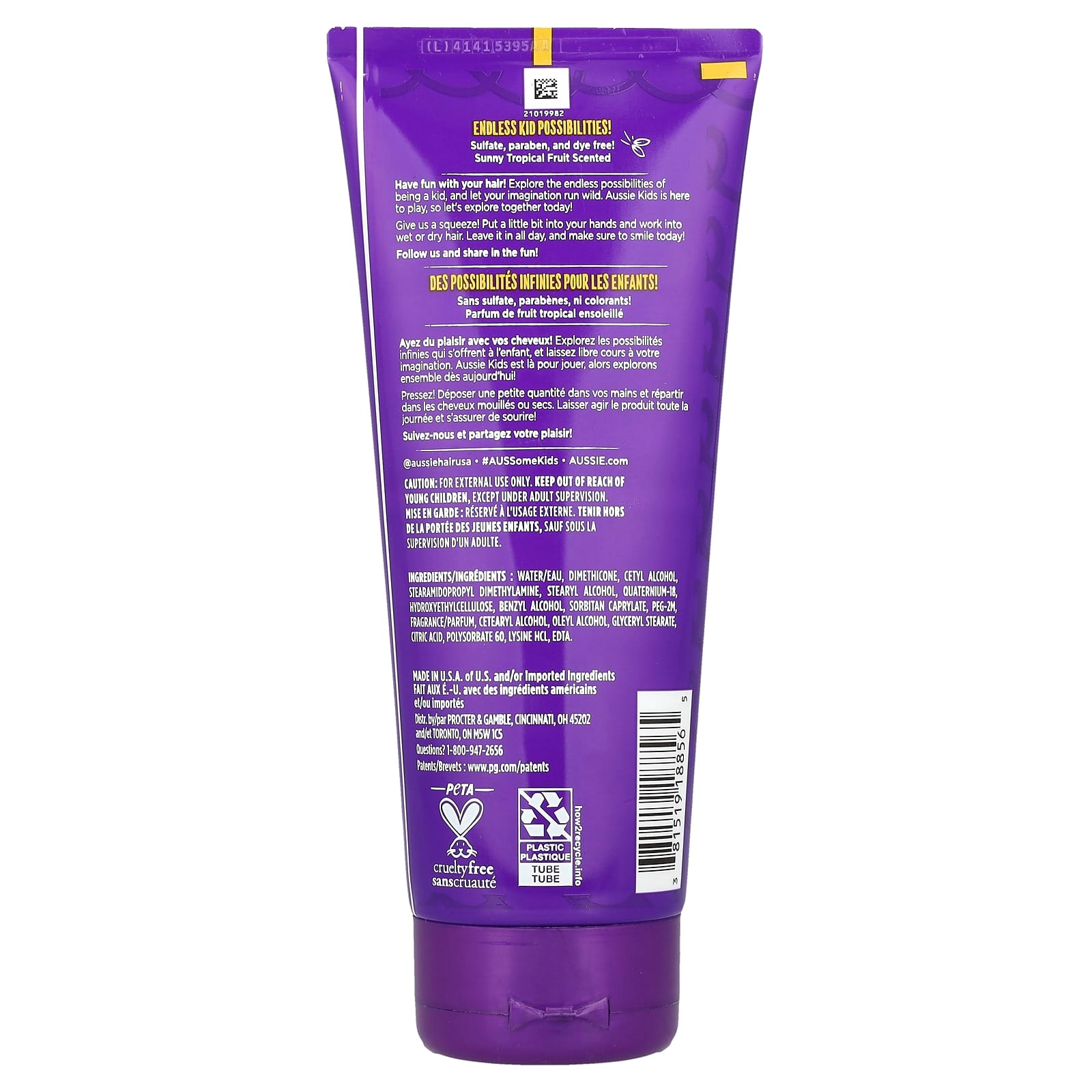 Aussie Kids Curly Leave-In Conditioner for Kids' Hair, Sulfate Free & Cruelty Free - Image 2