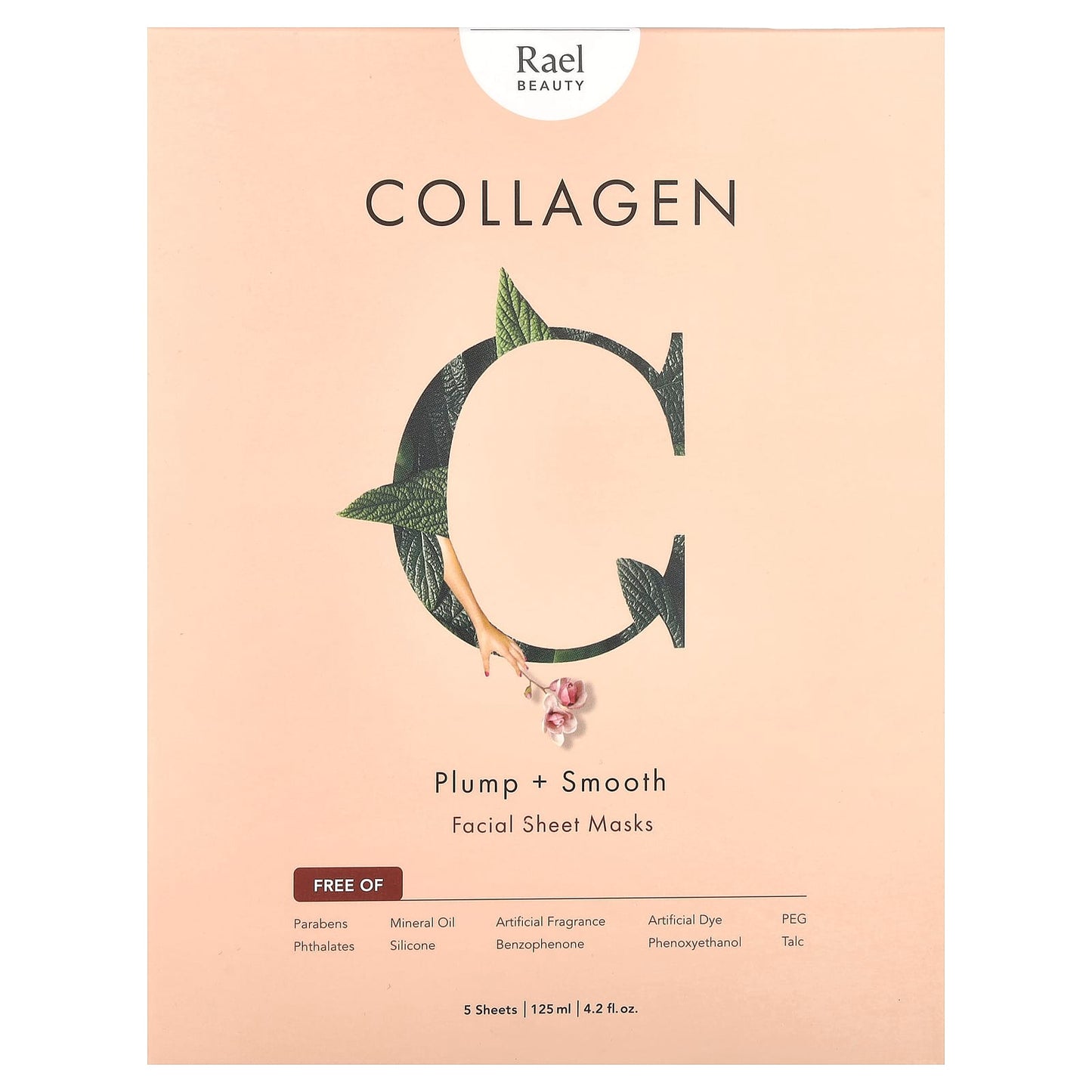 Rael, Beauty, Collagen Facial Beauty Sheet Masks, 5 Sheets, 0.84 fl oz (25 ml) Each - Image 2