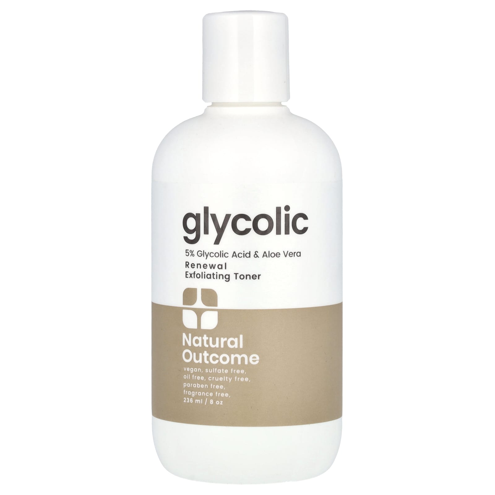 Natural Outcome, Glycolic, Renewal Exfoliating Toner, Fragrance Free, 8 oz (235 ml) - Image 1