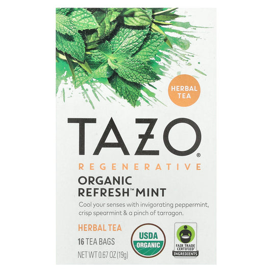 TAZO, Regenerative, Herbal Tea, Organic Refresh Mint, Caffeine Free, 16 Tea Bags, 0.67 oz (19 g) - Image 1