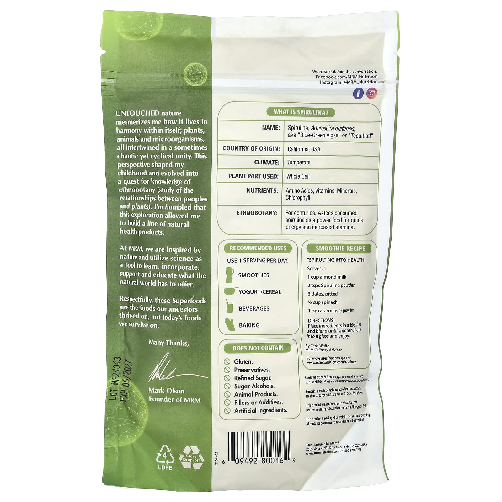 MRM Nutrition, Spirulina Powder, 8.5 oz (240 g) - Image 2