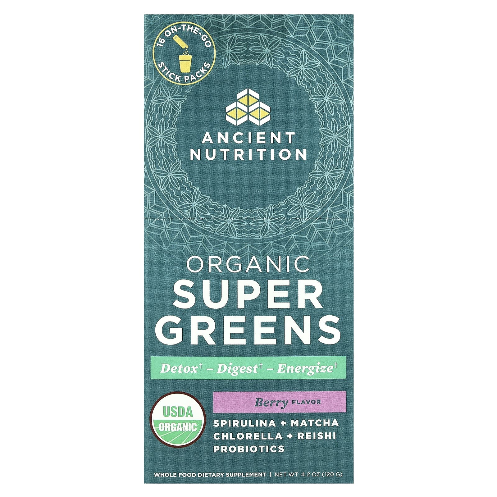 Boost Energy & Detox with Ancient Nutrition Organic Super Greens Berry - Image 1