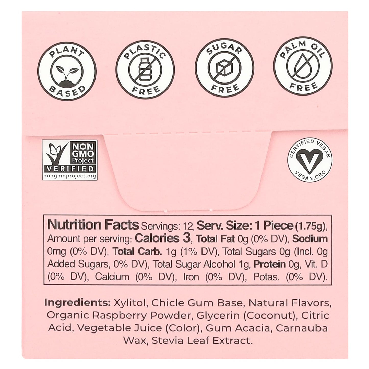 Refresh Gum, Plant-Based Gum, Raspberry, 12 Pieces - Image 2