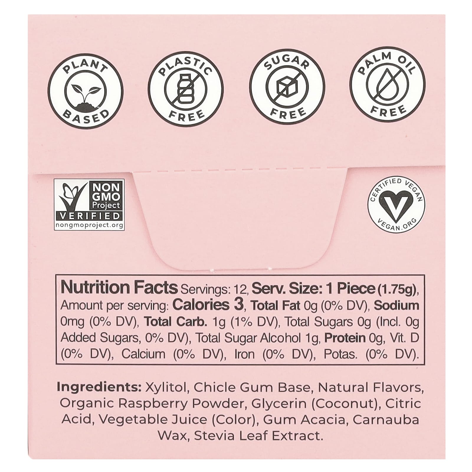Refresh Gum, Plant-Based Gum, Raspberry, 12 Pieces - Image 2