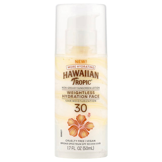 Hawaiian Tropic Weightless Hydration Face Sunscreen Lotion SPF 30, 1.7 oz - Image 1