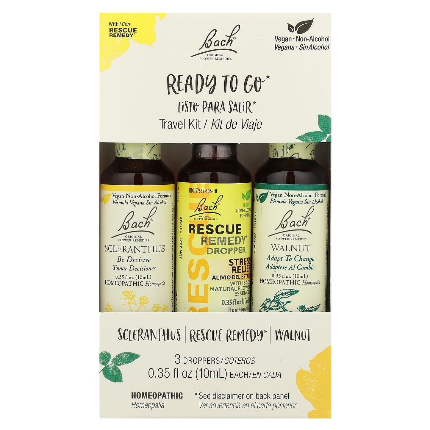 Bach Original Flower Remedies Travel Kit - 3 Droppers, 0.35 fl oz Each - Image 2