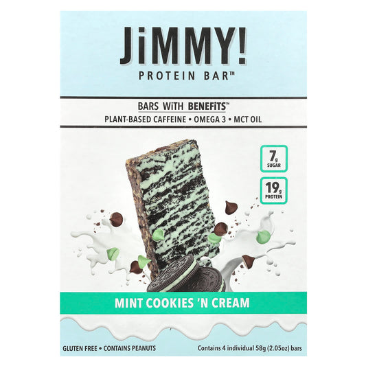 Mint Cookies 'N Cream Protein Bars by JiMMY!, 4-Pack, Plant-Based - Image 1