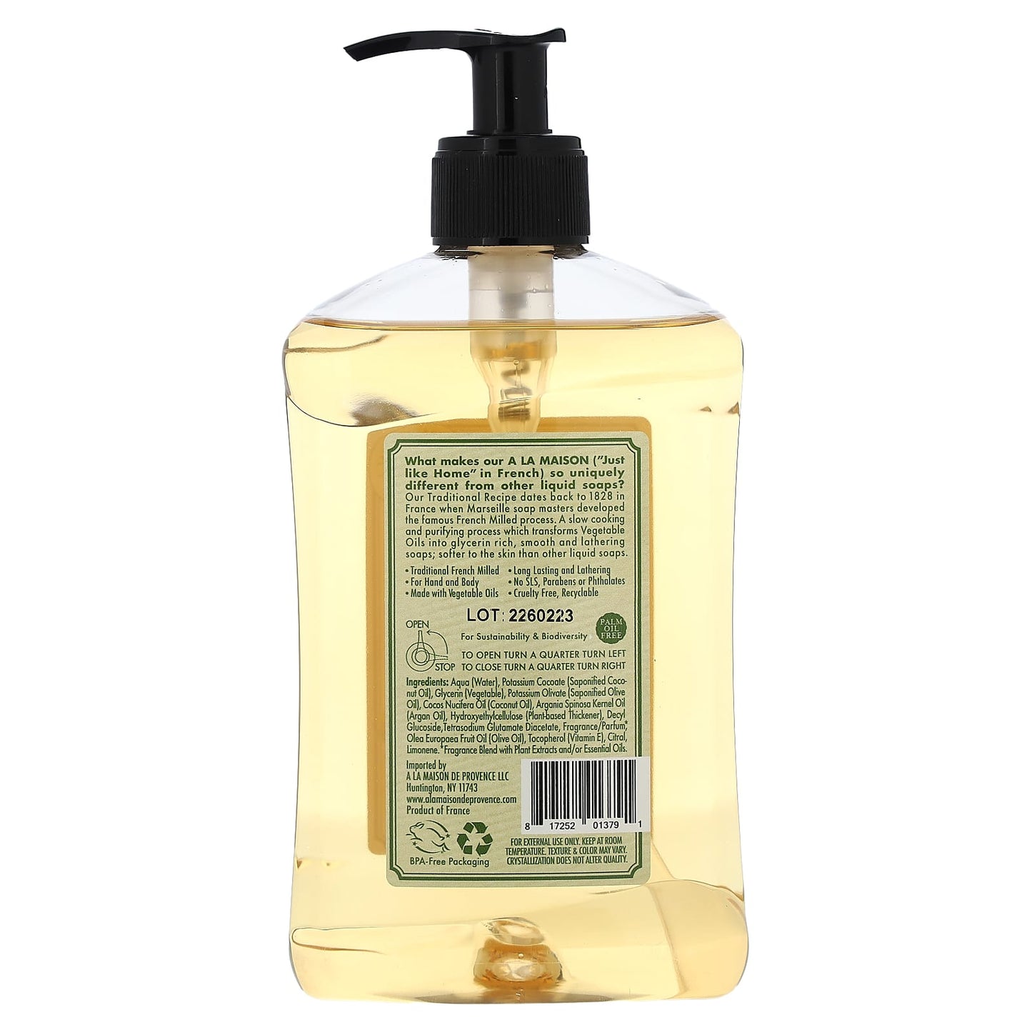 Provence Lemon Liquid Soap for Hands & Body, Cruelty-Free & SLS-Free, 16.9 oz - Image 2