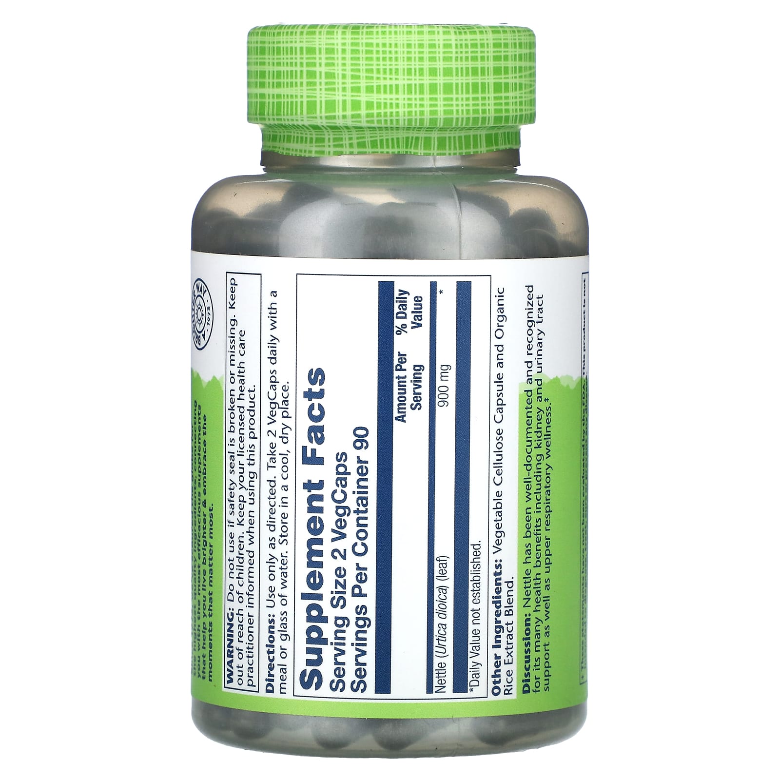 Solaray, True Herbs, Nettle, 180 VegCaps (450 mg per Capsule) - Image 2