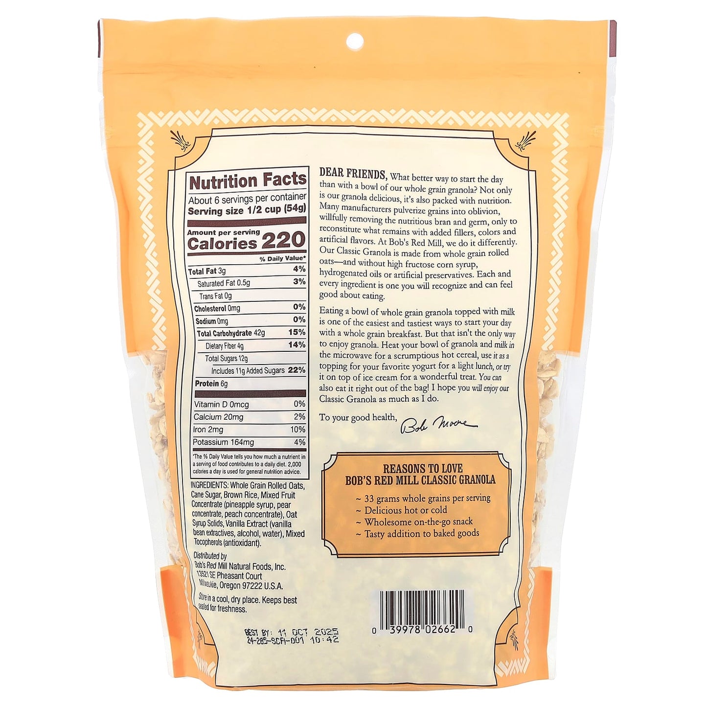 Whole Grain Bob's Red Mill Granola, 12 oz, Classic Recipe - Image 2
