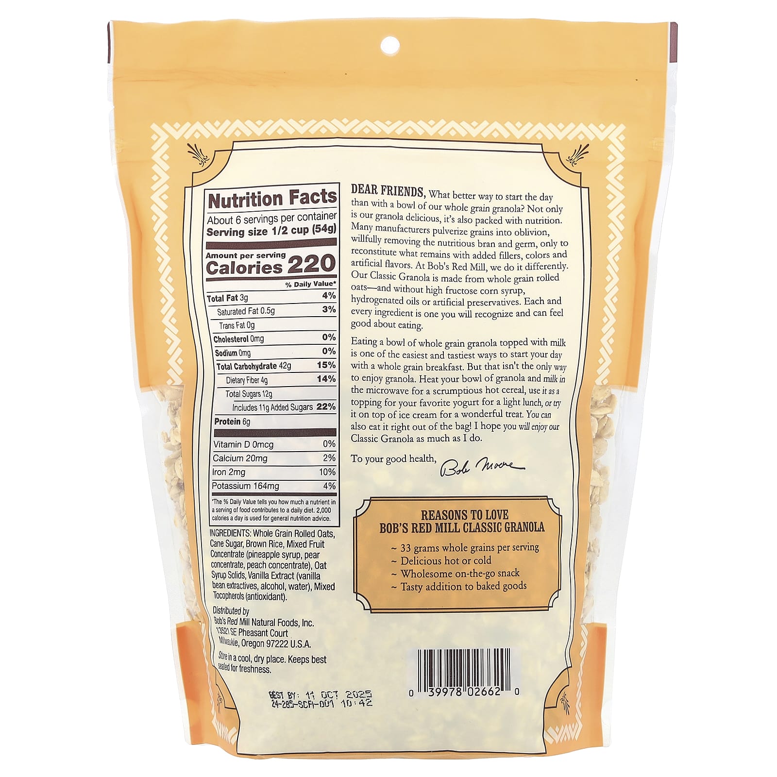 Whole Grain Bob's Red Mill Granola, 12 oz, Classic Recipe - Image 2