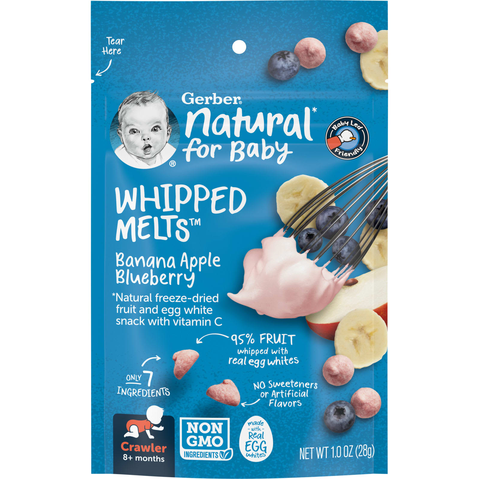 Gerber Whipped Melts Baby Snack, 8+ Months, Fruit & Egg White, 1 oz - Image 1