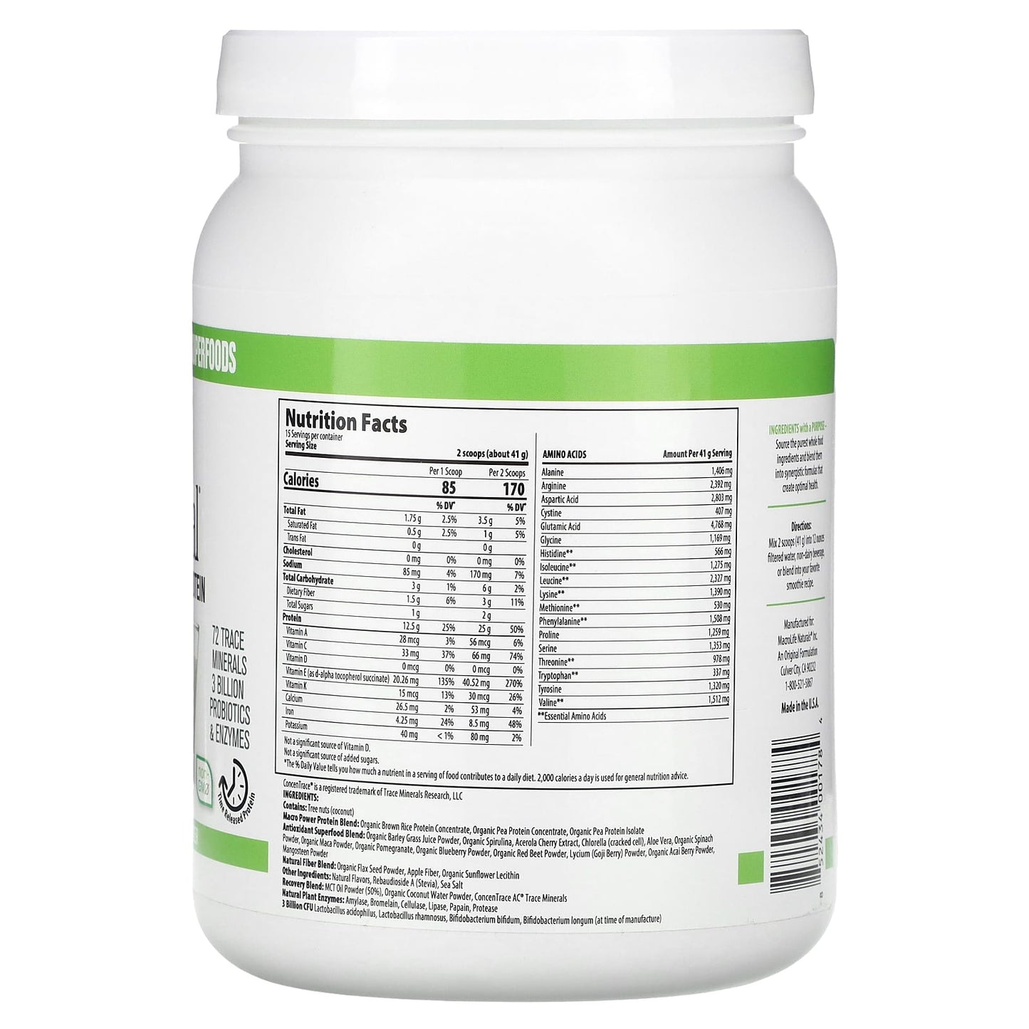 Macrolife Naturals, MacroMeal, Ultimate Protein Powder, Vanilla, 21.7 oz (615 g) - Image 2