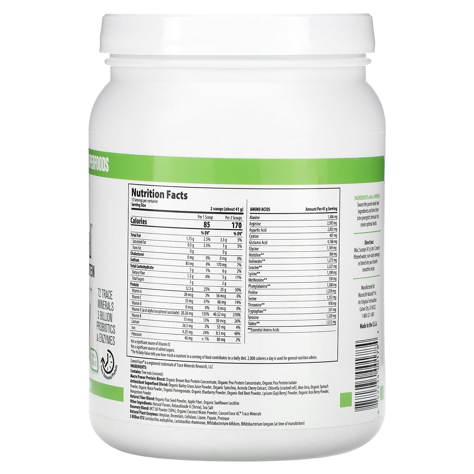 Macrolife Naturals, MacroMeal, Ultimate Protein Powder, Vanilla, 21.7 oz (615 g) - Image 2