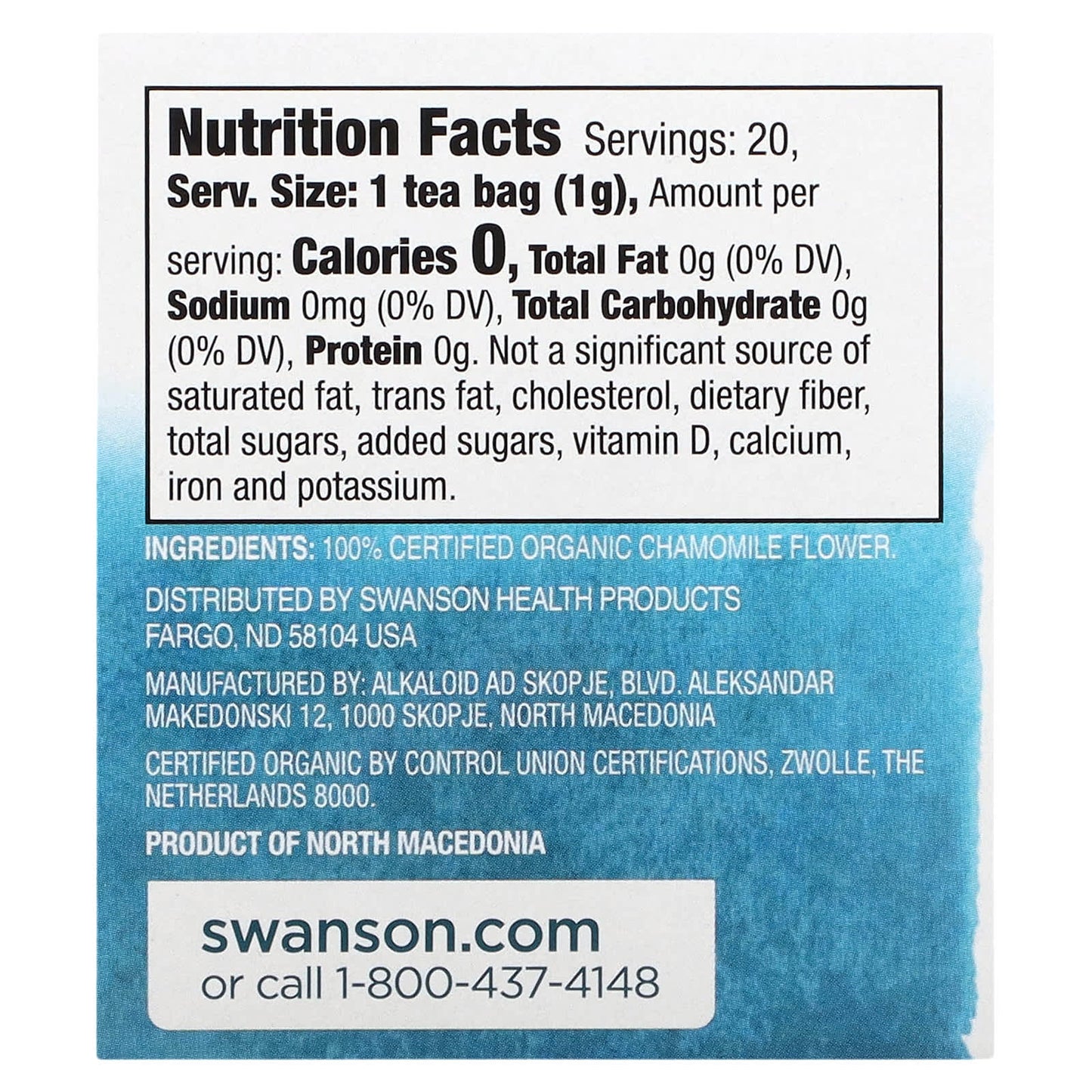 Swanson, 100% Organic Chamomile Tea, Caffeine Free, 20 Tea Bags, 0.7 oz (20 g) - Image 2