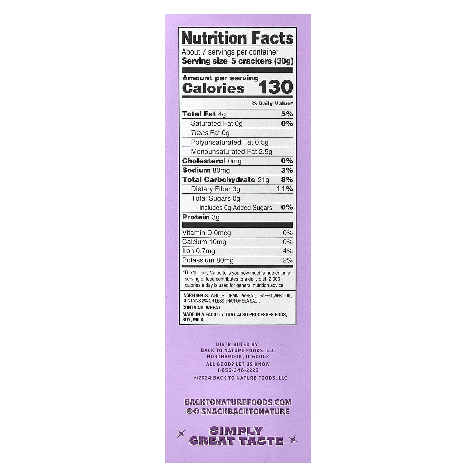 Back to Nature Harvest Whole Wheat Crackers, Non GMO, Kosher, 7 oz (198g) - Image 2