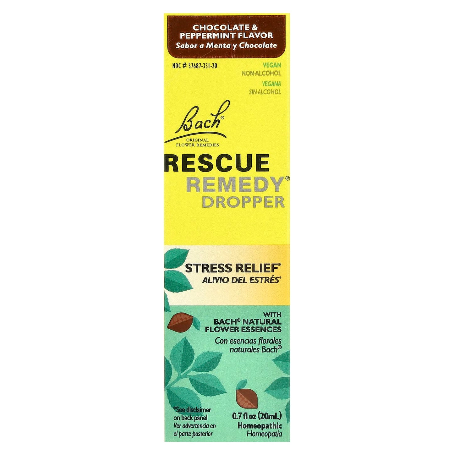 Bach Rescue Remedy Stress Relief Dropper, Natural Chocolate Peppermint, 0.7 fl oz - Image 2