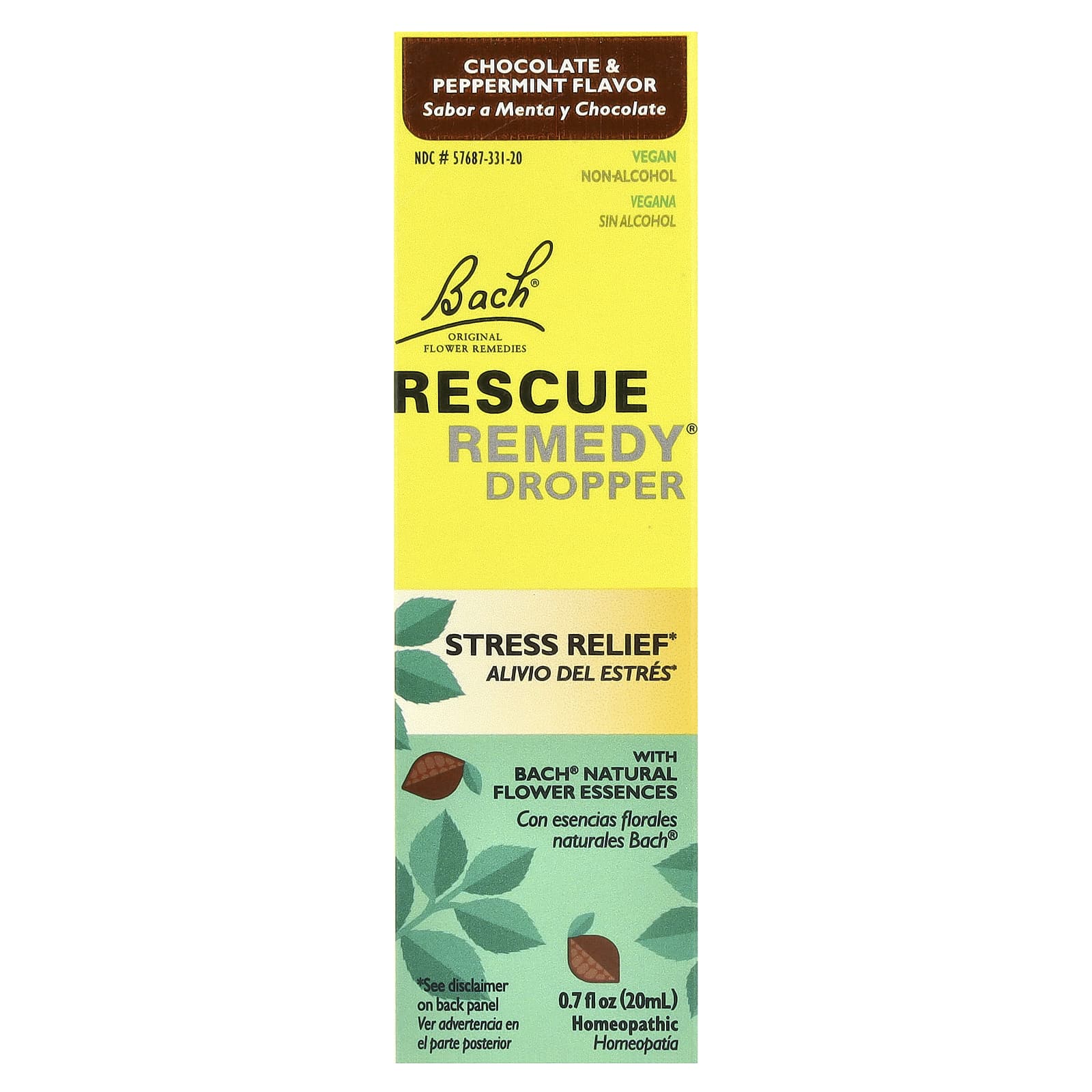 Bach Rescue Remedy Stress Relief Dropper, Natural Chocolate Peppermint, 0.7 fl oz - Image 2
