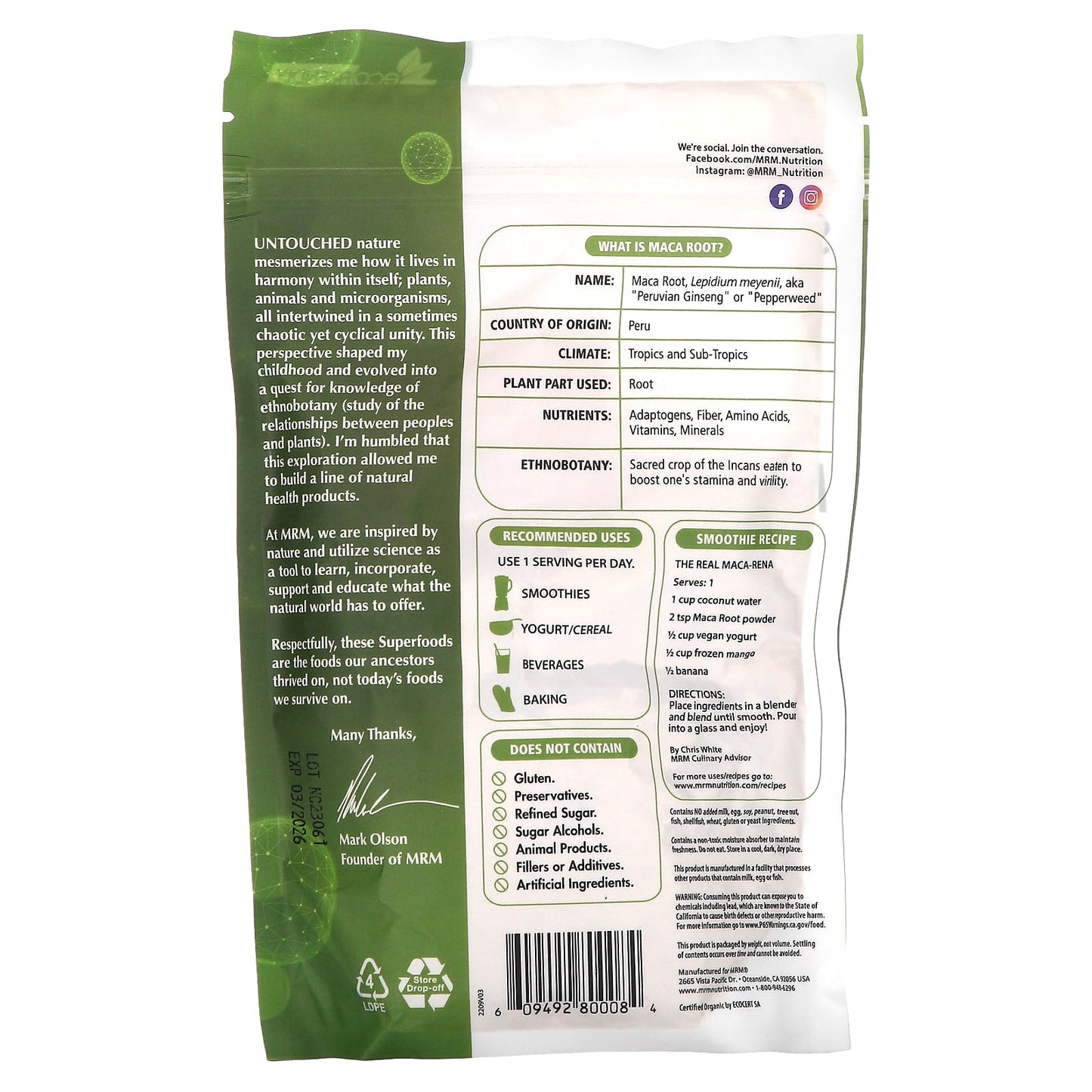 MRM Nutrition, Organic Maca Root Powder, 8.5 oz (240 g) - Image 2