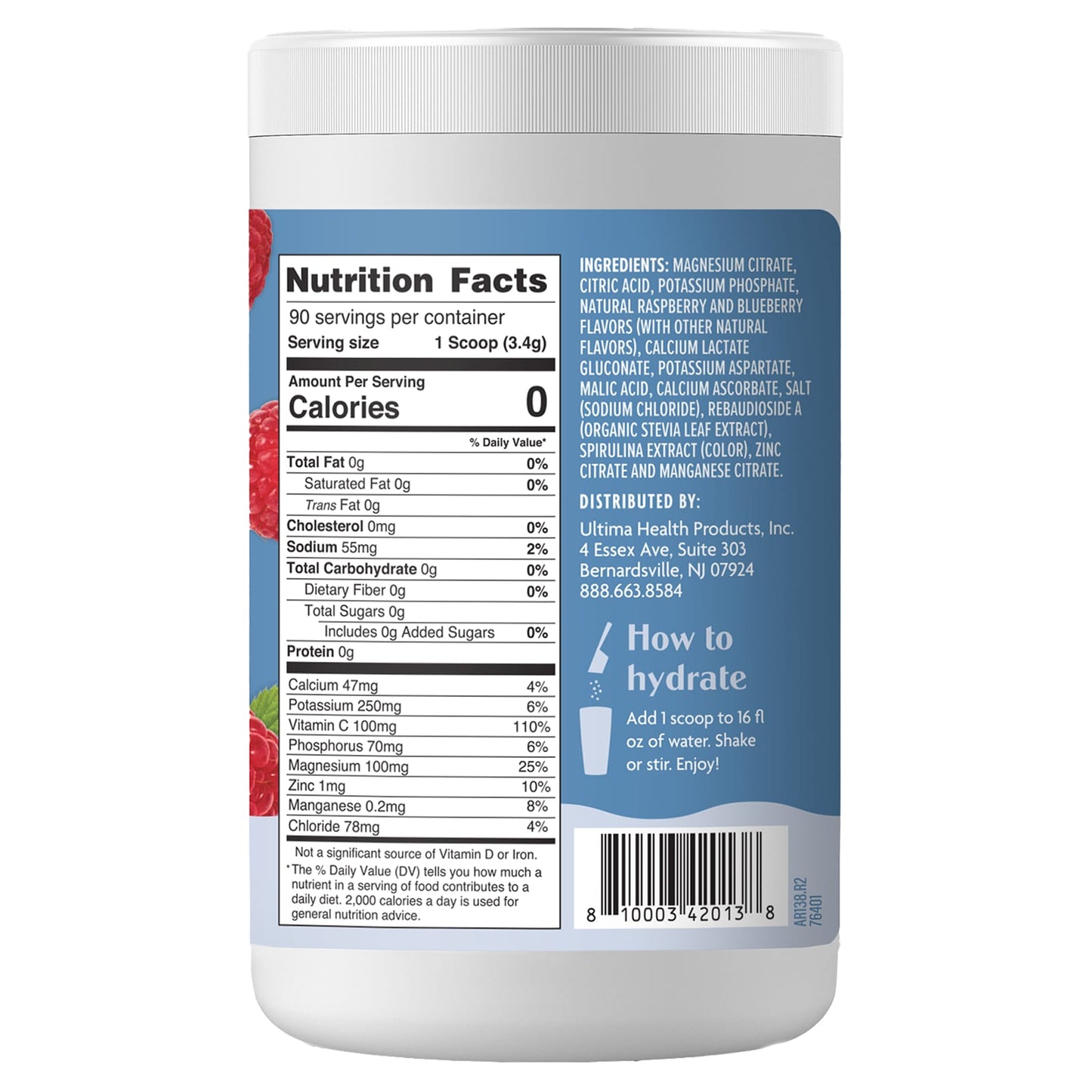 Ultima Replenisher, Electrolyte Mix, Blue Raspberry, 11.1 oz (315 g) - Image 2