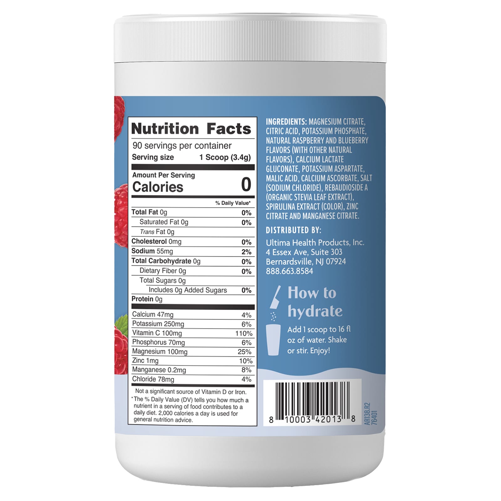 Ultima Replenisher, Electrolyte Mix, Blue Raspberry, 11.1 oz (315 g) - Image 2