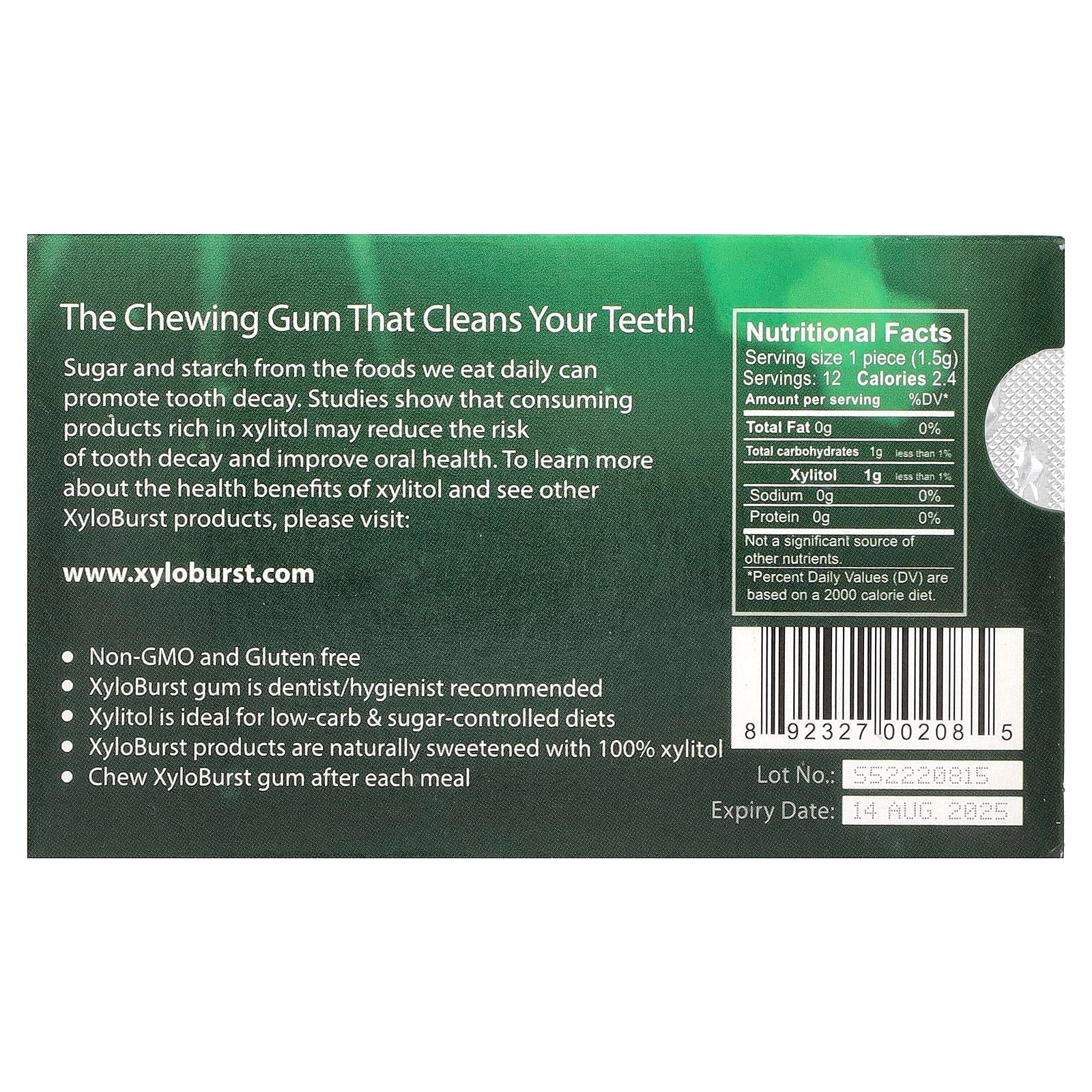 Xyloburst, Xylitol Gum, Spearmint, 12 Pieces - Image 2