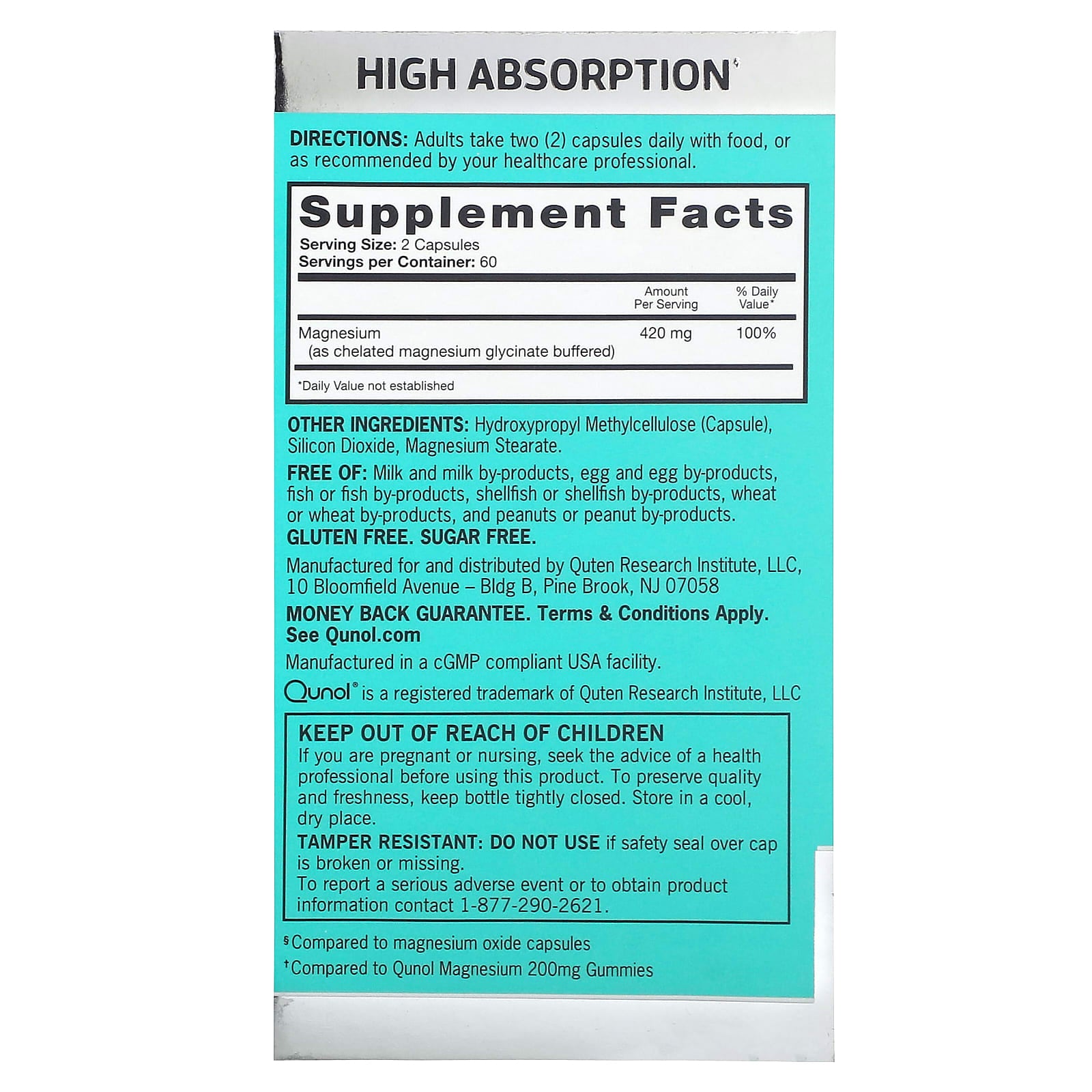 Qunol, Magnesium, Extra Strength, 120 Capsules (210 mg per Capsule) - Image 2