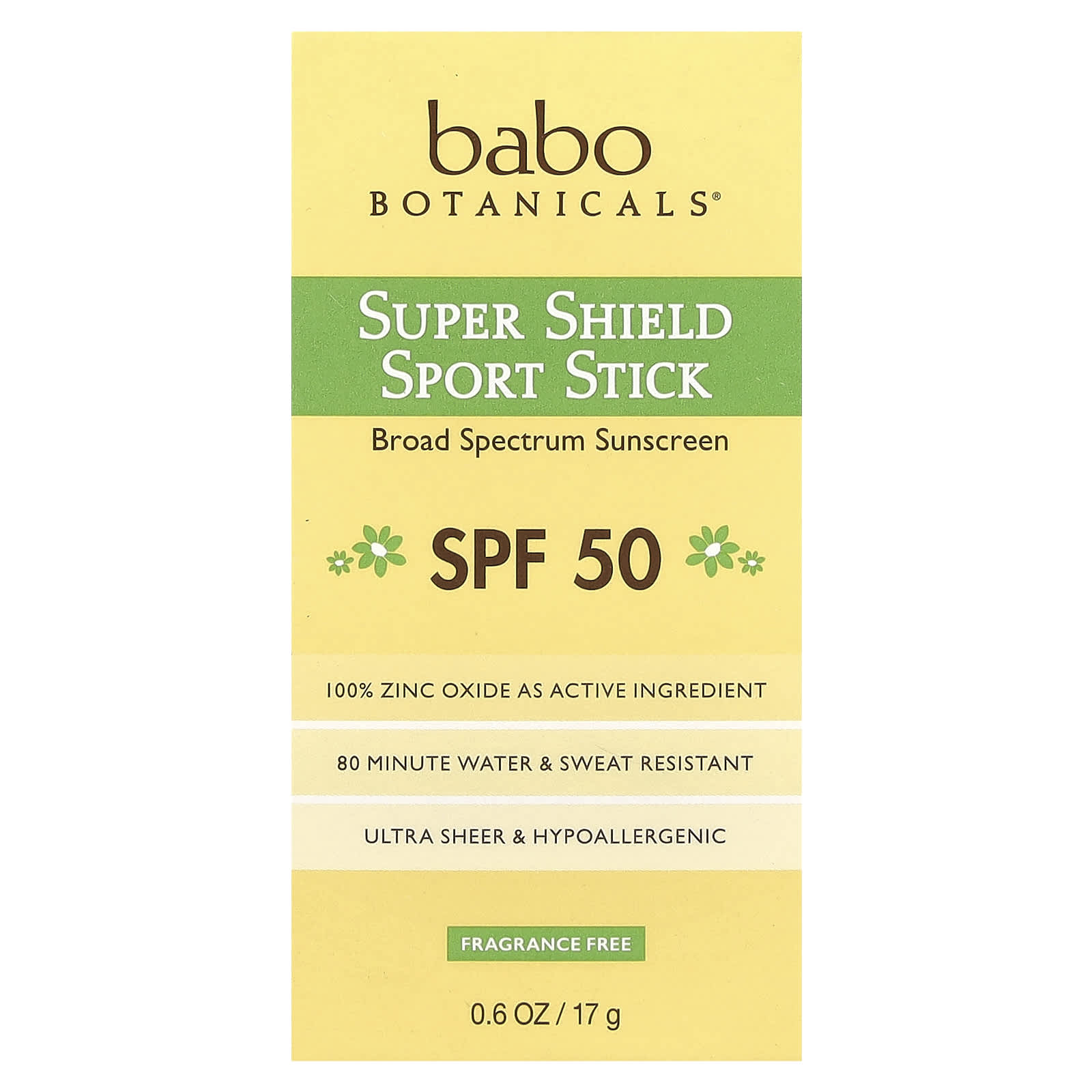 Babo Botanicals SPF 50 Sport Stick, Fragrance Free, 80 Minute Water Resistance - Image 2
