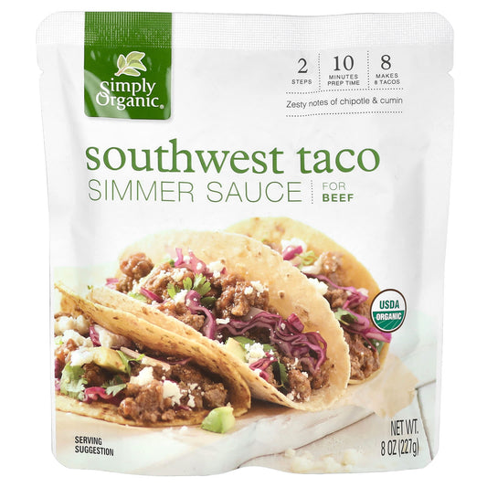 Simply Organic, Southwest Taco Simmer Sauce For Beef, 8 oz (227 g) - Image 1