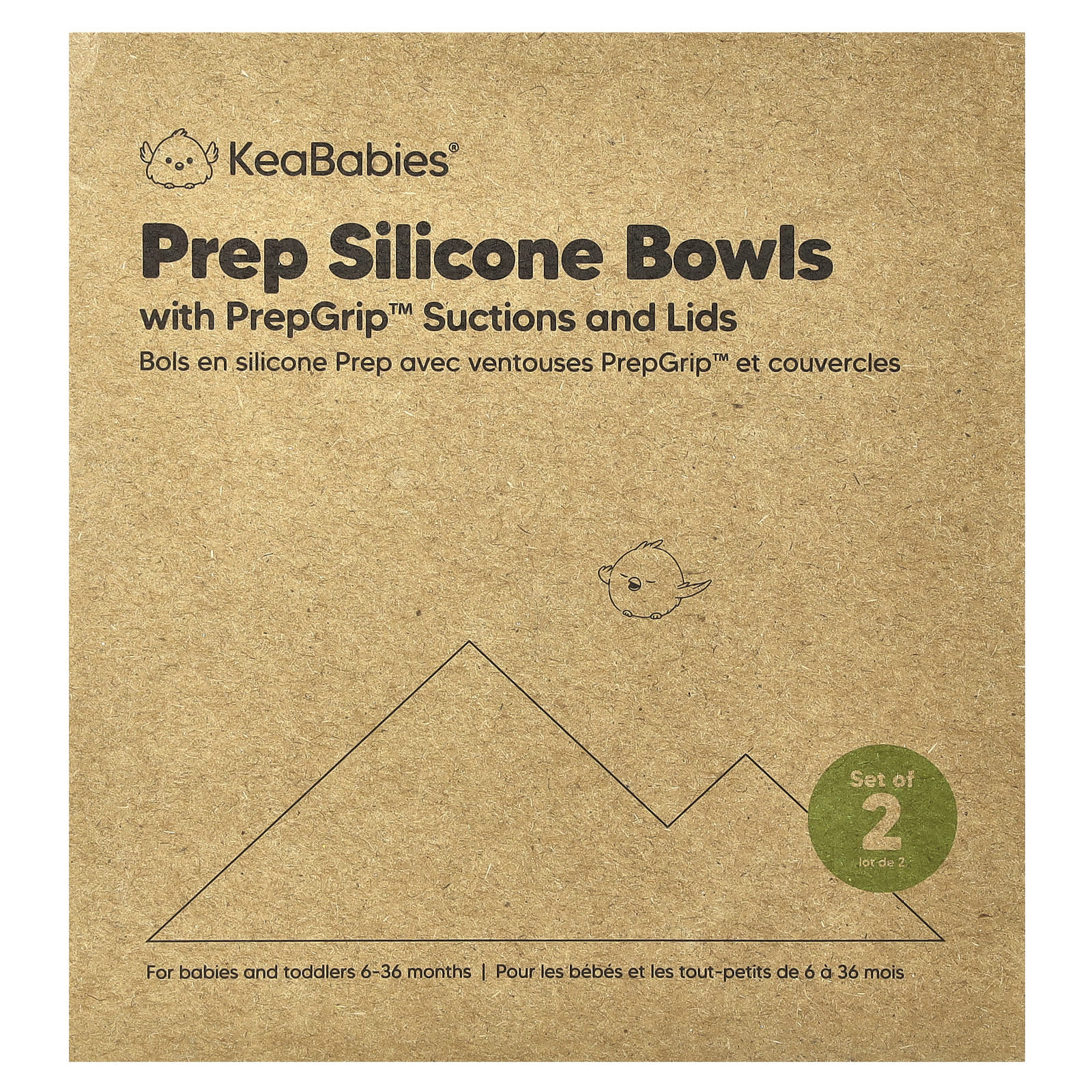 KeaBabies, Prep Silicone Bowls with PrepGrip™ Suctions and Lids, Desert, 6-36 Months, Set of 2 - Image 1