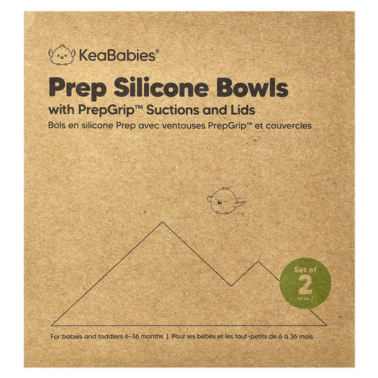 KeaBabies, Prep Silicone Bowls with PrepGrip™ Suctions and Lids, Desert, 6-36 Months, Set of 2 - Image 1