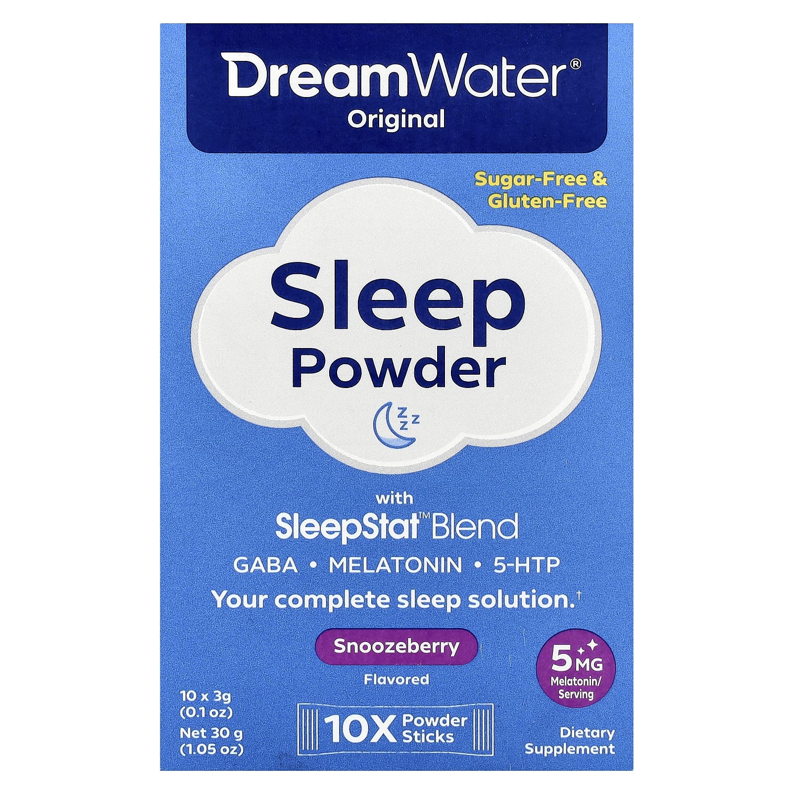 Dream Water Original Sleep Powder - 10 Stick Packs, SleepStat Blend - Image 1