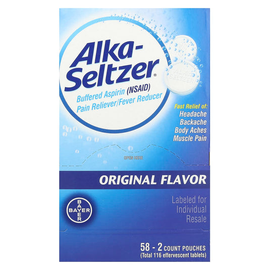 Alka-Seltzer Original Pain Reliever/Fever Reducer Tablets 325mg, 58 Pouches - Image 1