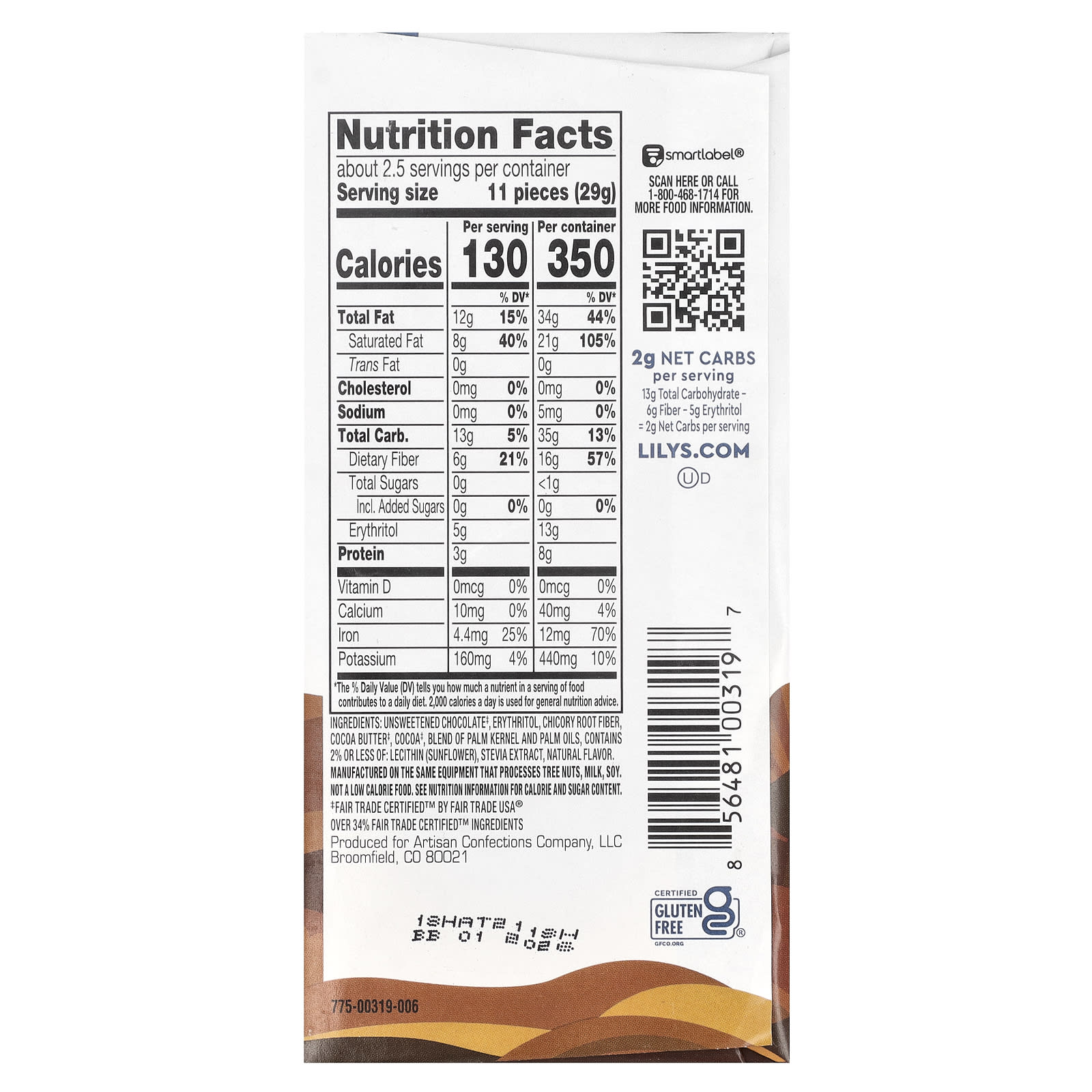 Lily's Sweets, Extra Dark Chocolate Style Bar, 70% Cacao, 2.8 oz (79 g) - Image 2