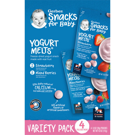 Gerber Baby Yogurt Melts Variety Pack, 4 Count, 8+ Months - Image 1