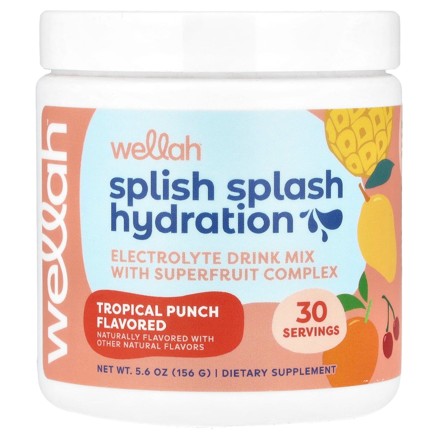 Wellah, Splish Splash Hydration, Tropical Punch, 5.6 oz (156 g) - Image 1