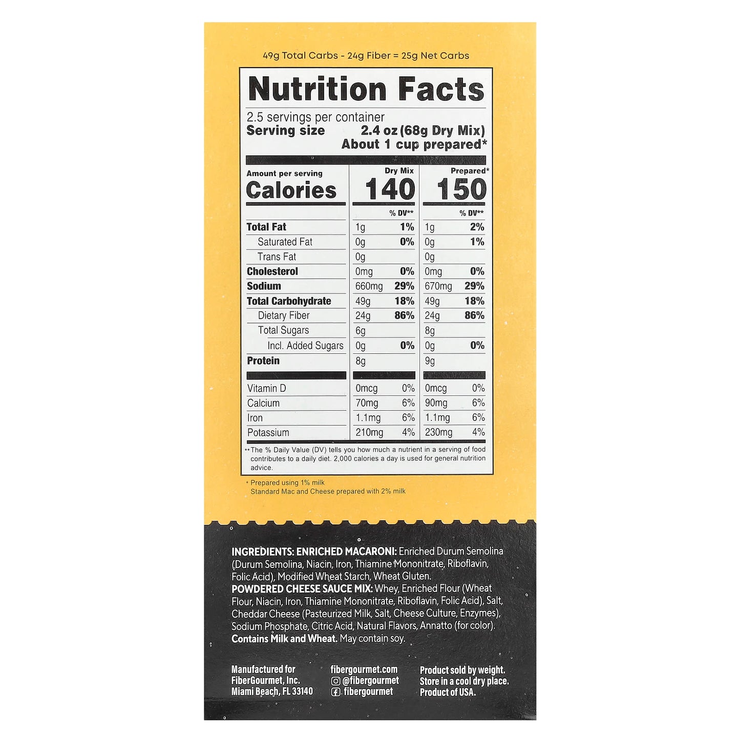 Low-Calorie Macaroni and Cheese by Fiber Gourmet, 6 oz - Image 2