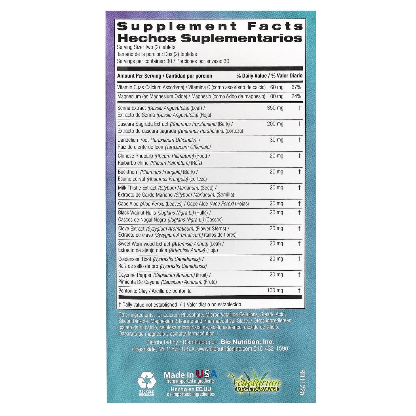 Total Colon Wellness Detox & Energy Support 60 Tablets - Bio Nutrition - Image 2
