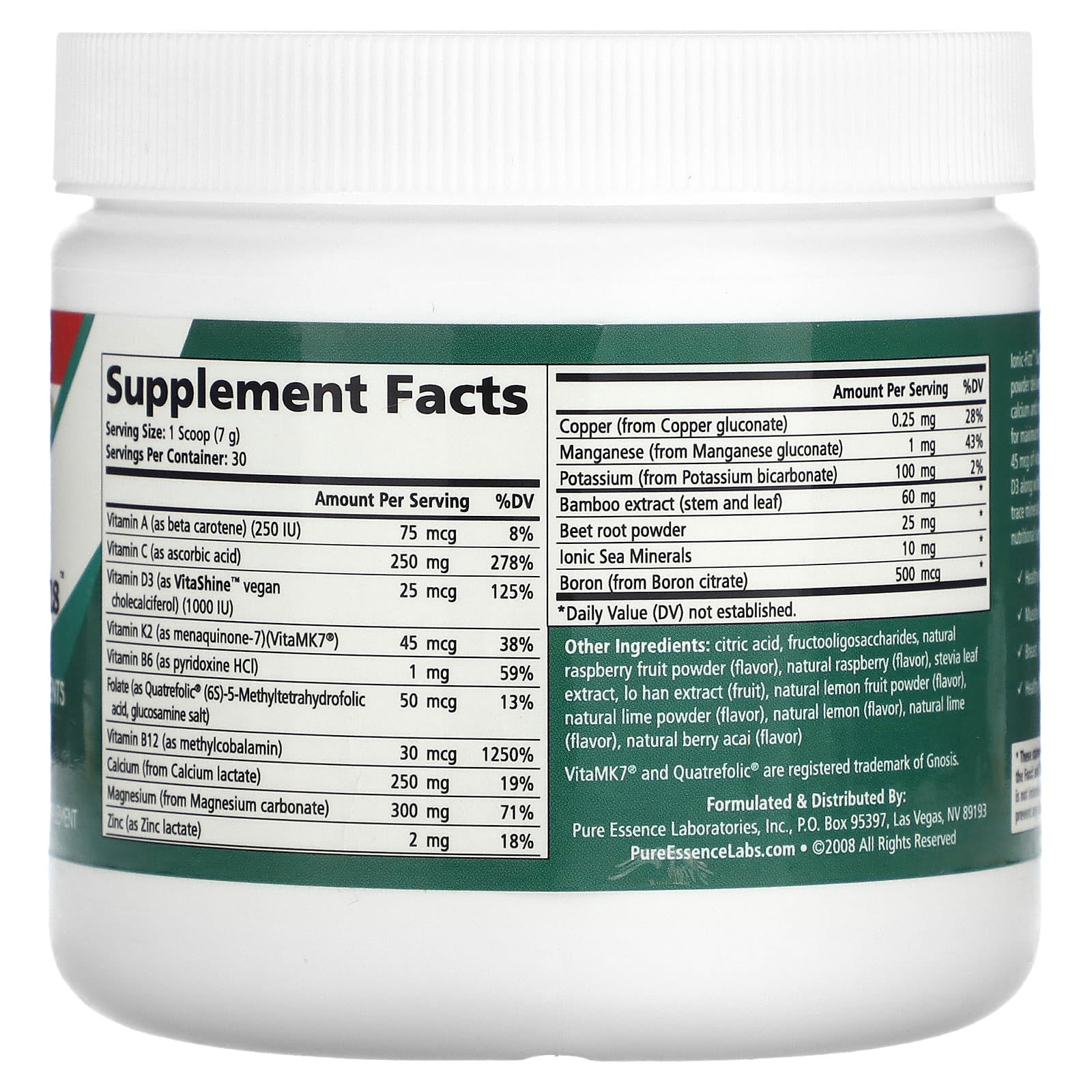 Pure Essence, Ionic-Fizz, Super D-K Calcium Plus, Raspberry-Lemonade, 7.41 oz (210 g) - Image 2